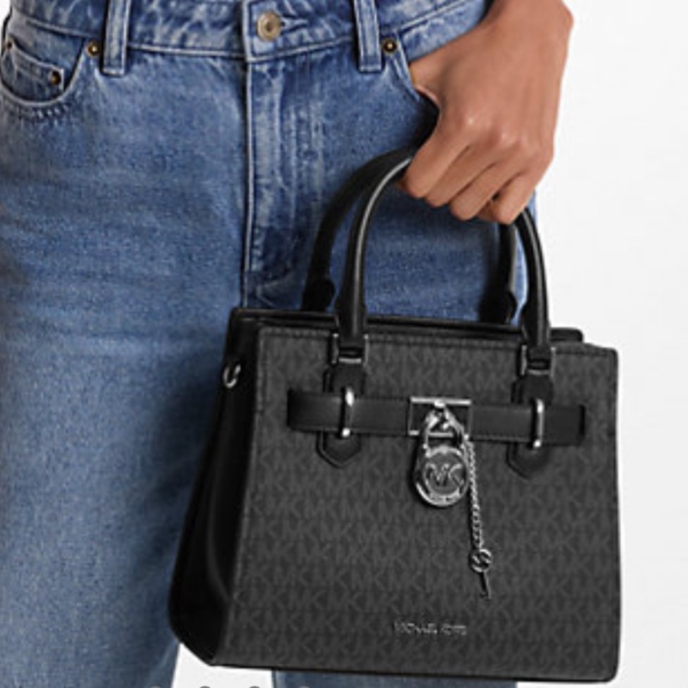 Michael Kors Hamilton Small Signature Logo Satchel Crossbody Bag
Black /Silver - Picture 1 of 16